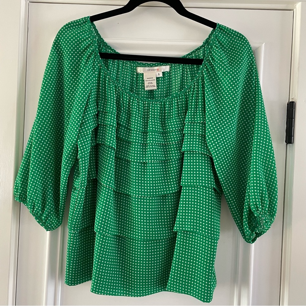 Max Studio green polka dot blouse - Picture 6 of 6